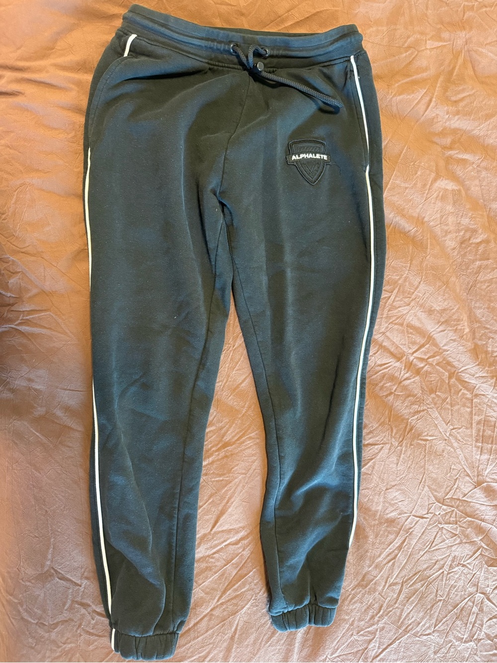 Alphalete Black Joggers with White Side Piping